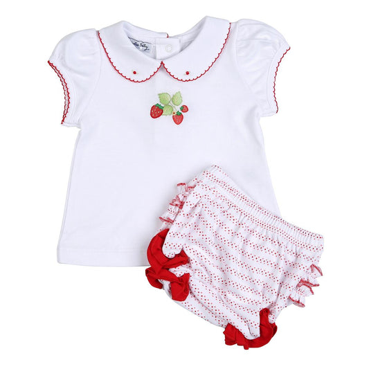 So Berry Cute Embroidered Ruffle 2PC Shirt/Bloomer Set