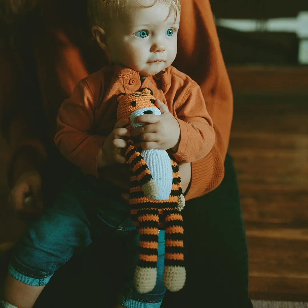 Knitted Tiger Rattle