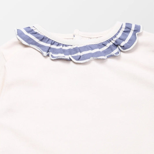 Ecru Top with Ruffle Neck